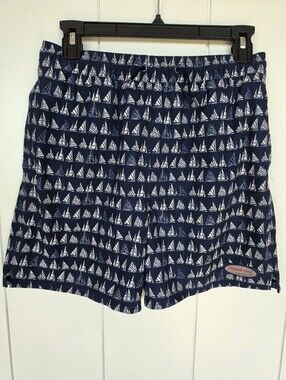 Vineyard Vines Boys Chappy Swim Trunks Boat Parade Nautical Navy Print Size L